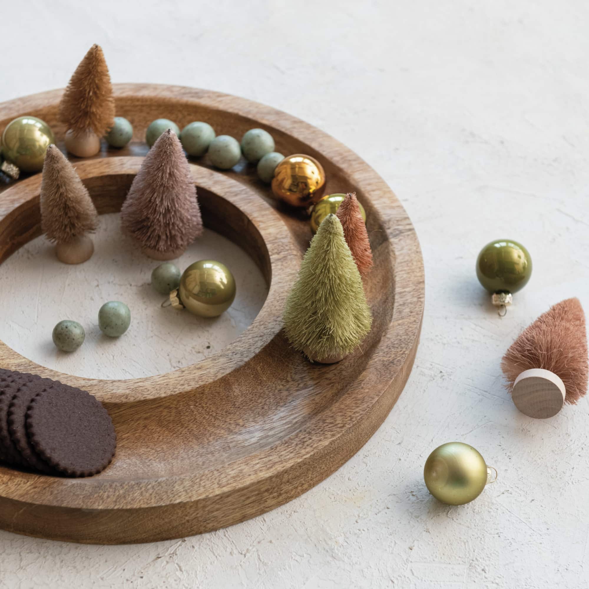 Hello Honey® 14" Natural Round Ring Mango Wood Serving Tray